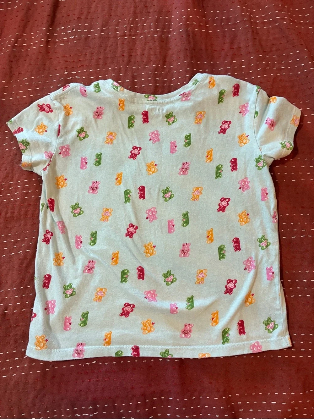 3/$10 Old Navy pale blue Tee with Multicolor Gummy Bear Print